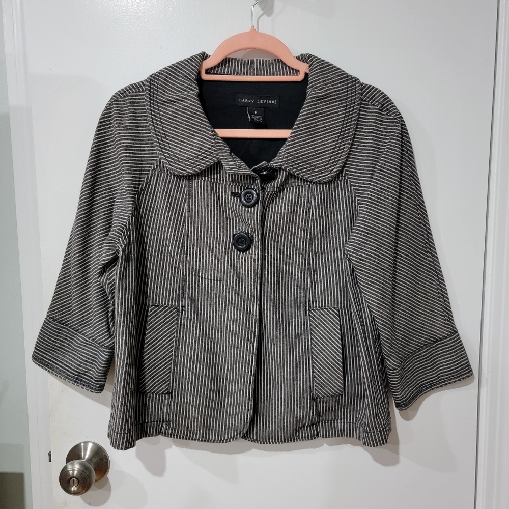 Larry Levine Black and White Blazer Classic Suit Jacket